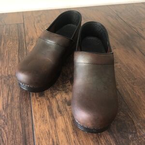 Dansko brown leather clogs